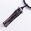 Japanese Prayer Beads Juzu for Women, Natural Jet 8mm, Made in Japan, Single-Hand Simplified Style, Matching Tassel, Black Formal Nenju