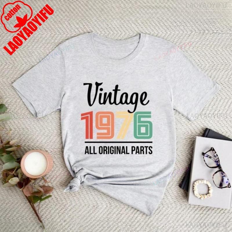 All Original Parts Vintage 1976 Tshirt 50th Birthday Gift Gift Unisex Wounisex Best Friend Shirt Allmatch Printed Tshirt Tops