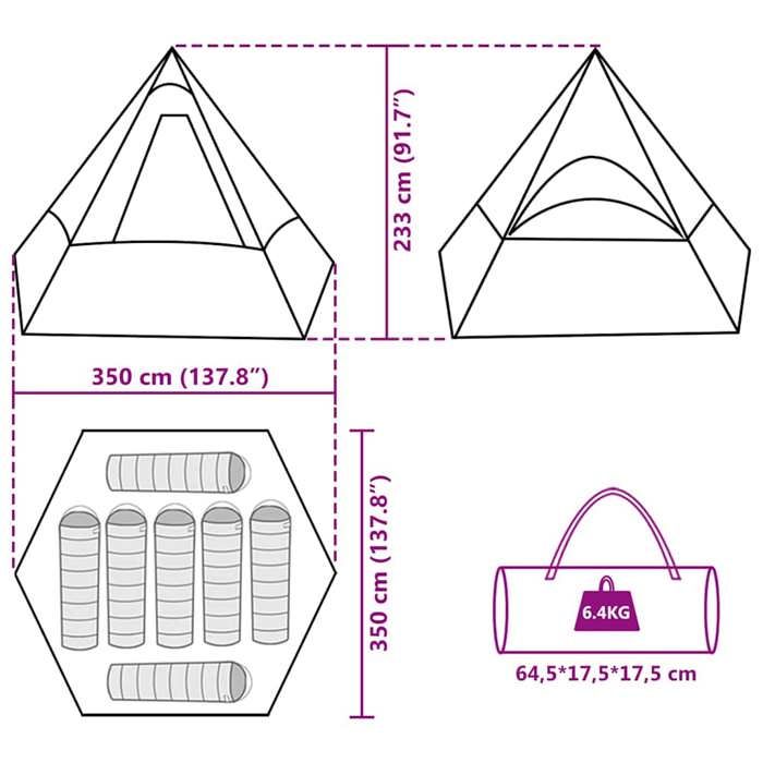 Tente de camping - vidaXL - Tipi 7 personnes - Imperméable - Vert - Léger et portable