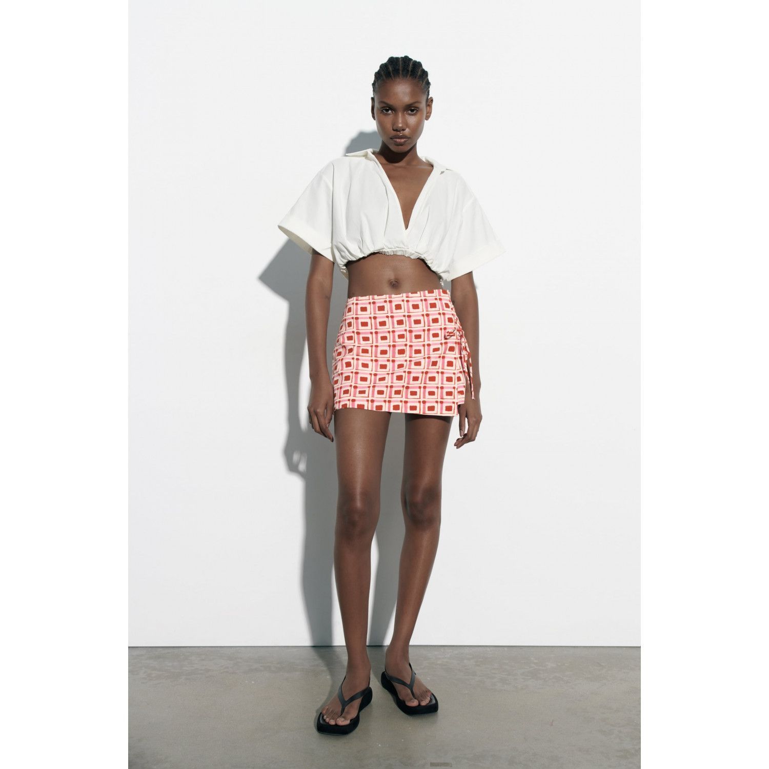 

PRINTED LINEN BLEND SKORT