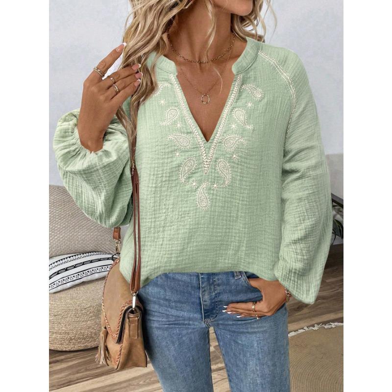 

DAFIFY Женские модные повседневные весенне-осенние блузки и рубашки с v-образным вырезом с длинными рукавами XXL