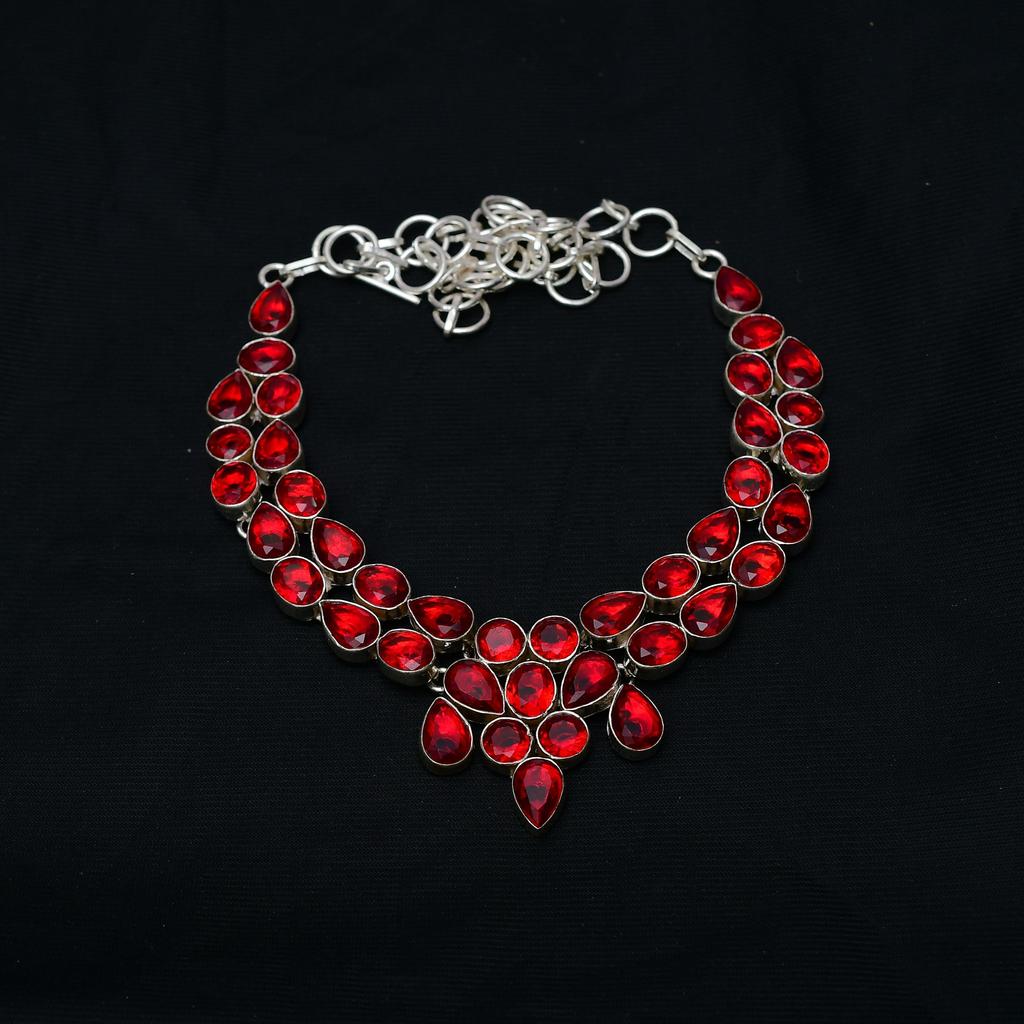 Granat Edelstein : 925er Sterlingsilber Handgefertigt Mehrere Formen Stein Halskette Schmuck
