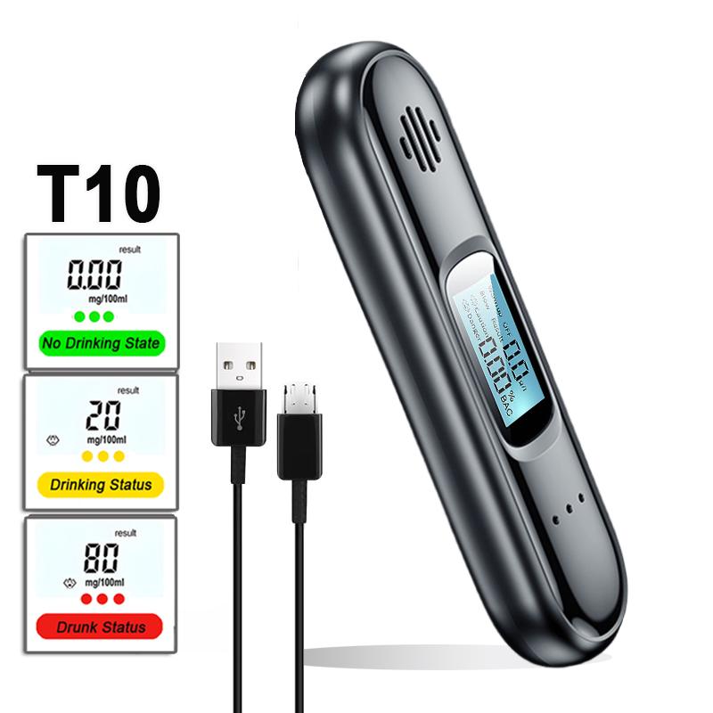 

ЖК-цифровой дисплей тестер алкоголя в выдыхаемом воздухе бесконтактный измеритель алкоголя точность алкотестера диагностический инструмент зарядка через USB чёрный