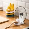 Multi-function Pot Lid Holder Kitchen Storage Rack Plastic Spoon Rest Desktop Kitchen Tools Organizer Pan Cover Holder Storage