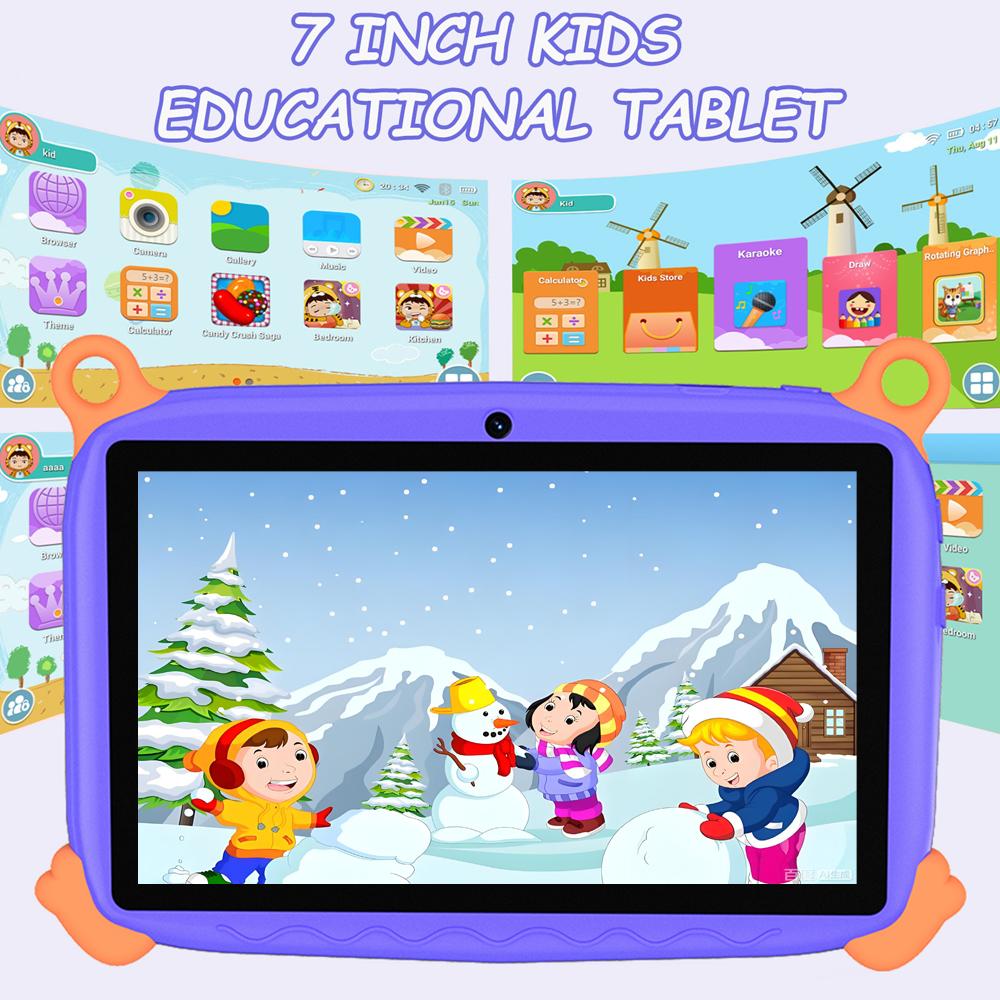 Kids 7 Inch Tablet with Cartoon Monkey Pattern 4GB RAM 64GB ROM Android 13 Google Certified Learning Education Games