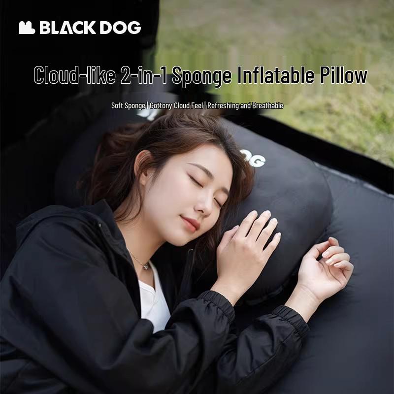 Blackdog Feather Bone Inflatable Travel Pillow for Outdoor, Camping, Sleeping, and Lumbar Support.