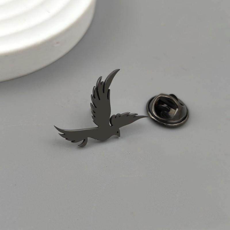 Flat Cutting Swallow Brooch Jewelry Suit Shirt Cufflinks Stainless Steel Bird Accessories 18K