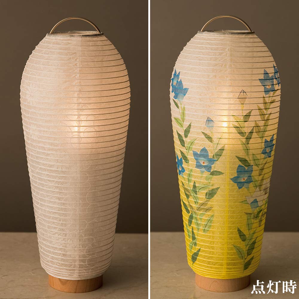 Takita Shoten Buddhist Altar Shop Mini Bon Lanterns set For the first Obon festival White lantern For use Bellflower design 25cm x Diameter Standing