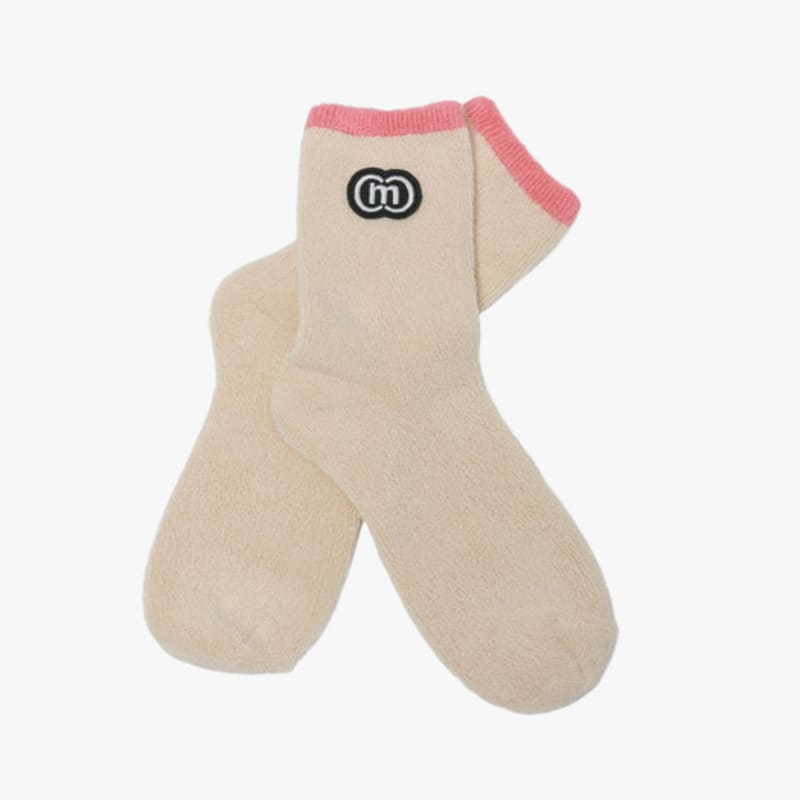DOYOUKNOWMC ALL SEASON Terry Stripe Two-tone Beige Ankle Socks