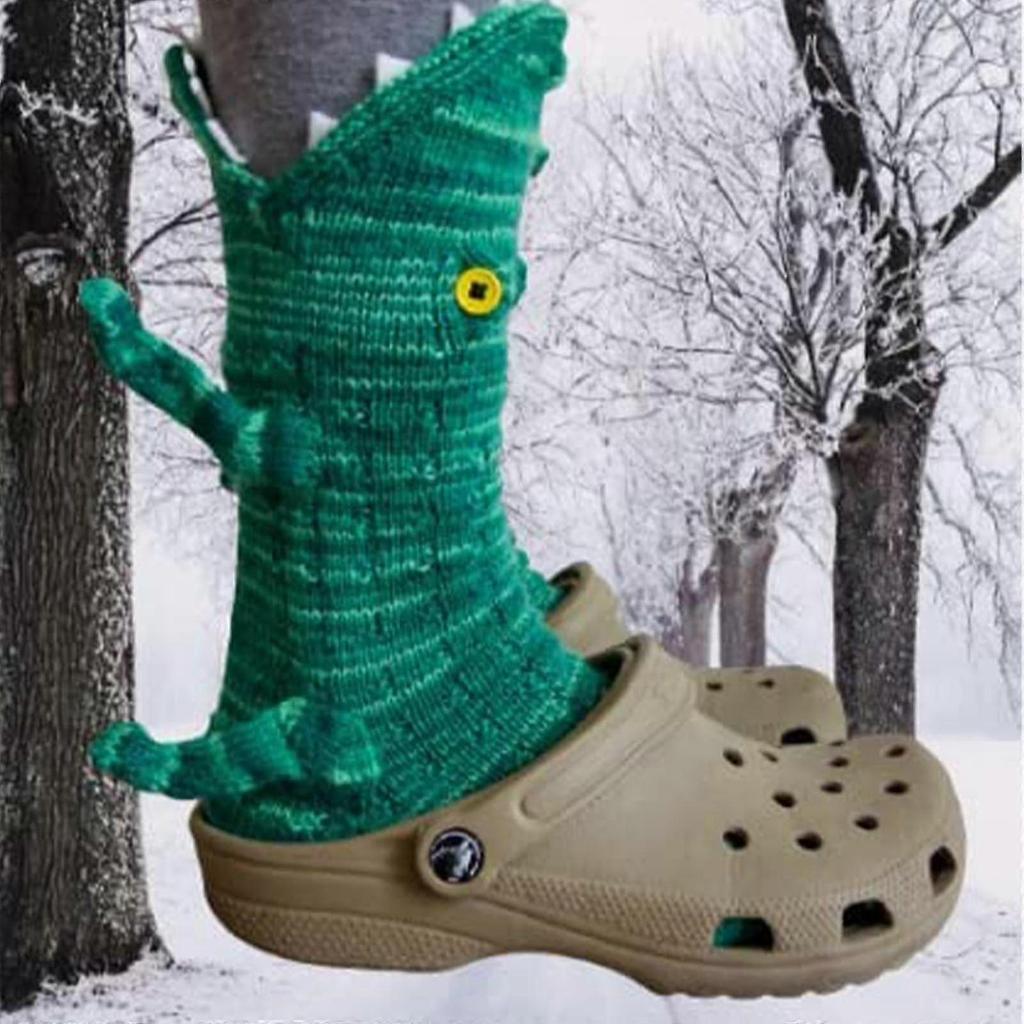 Warme Strick-Krokodilsocken für Damen und Herren-Tierdesign Knöchelsocken für drinnen Winterkleidung