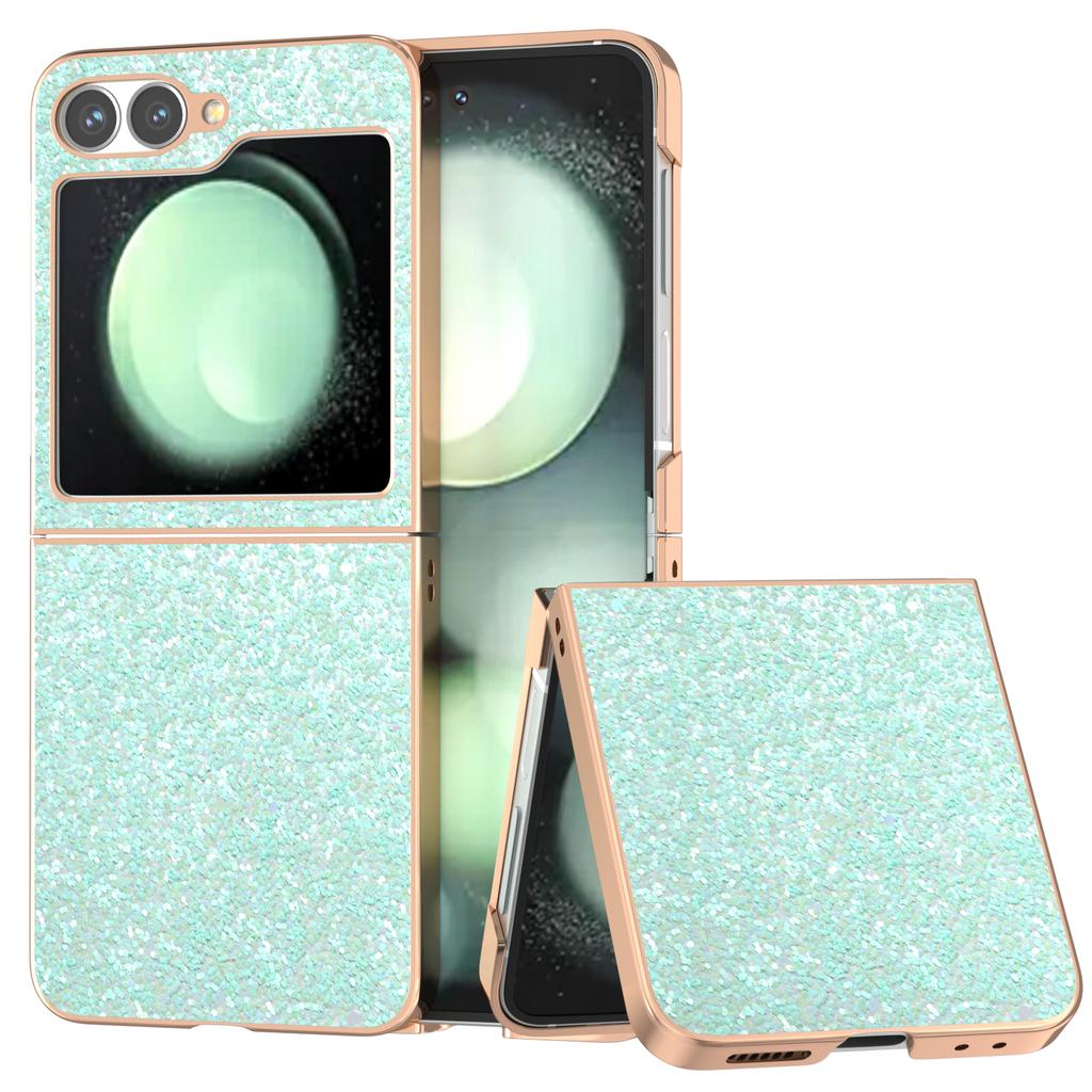 For Samsung Galaxy Z Flip7 FE 5G/Z Flip6 5G Case Electroplating Phone Cover Colored Glitter Design PU+TPU Protective Case