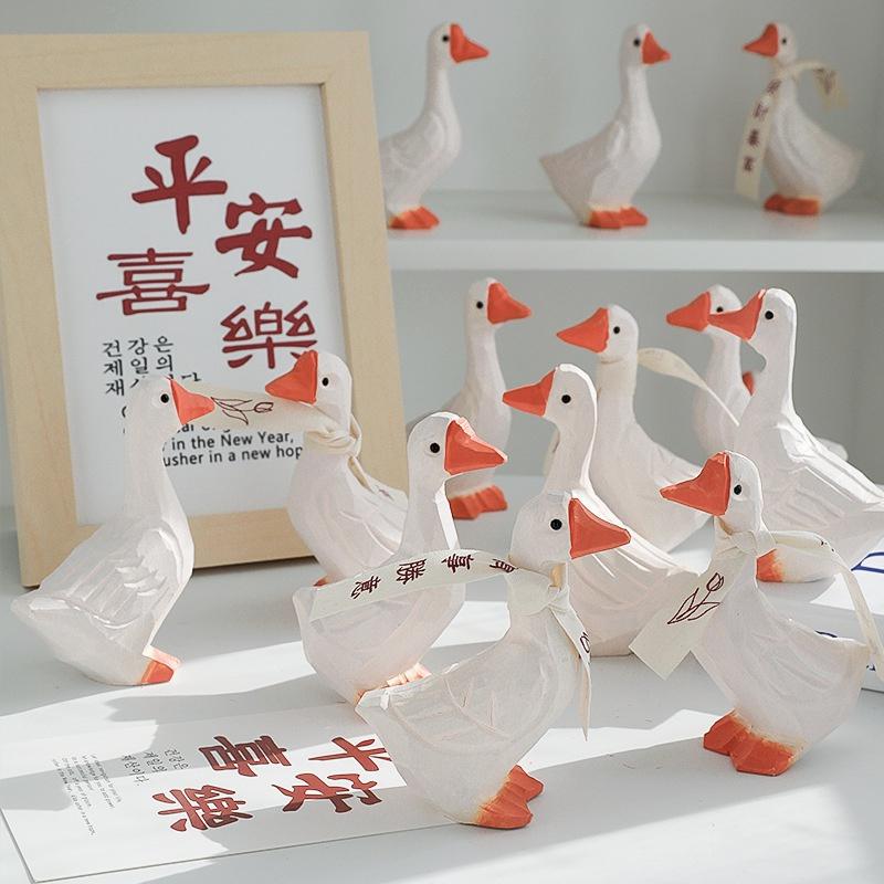 Ping An Cute Joy Duck White Goose Ornament Creative Birthday Gift Home Decoration Photo Prop Living Room Desktop Small Ornament