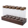 12pcs Coffee Bean Storage Tubes Glass Sealed Dosing Coffee Bean Jars with Walnut Stand Funnel for