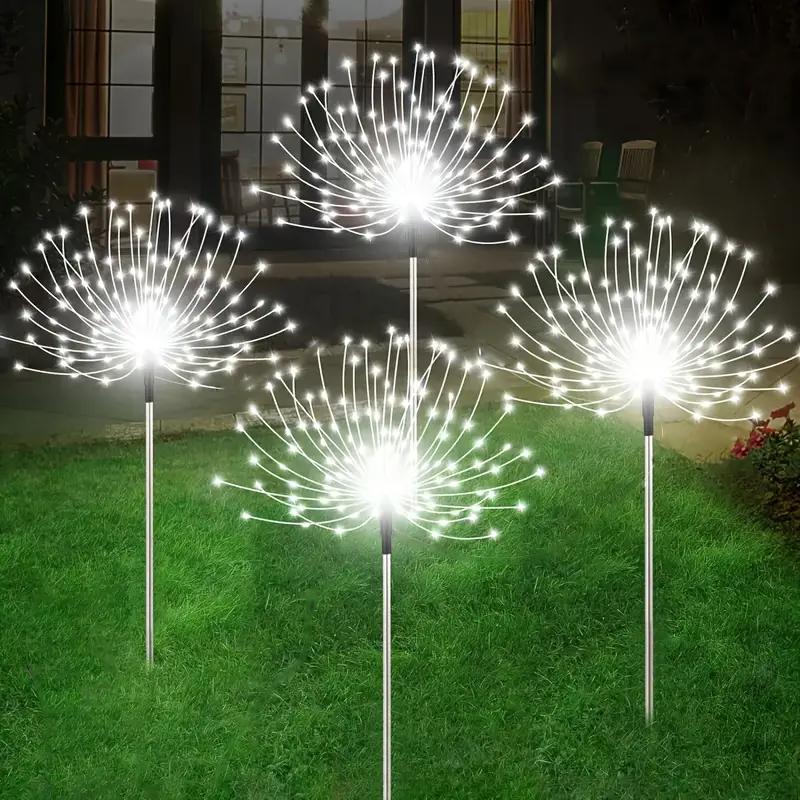 Solar Garden Lights 200LED Waterproof Outdoor Lighting with Installation Hardware Firework Lights for Pathway Lawn Christmas
