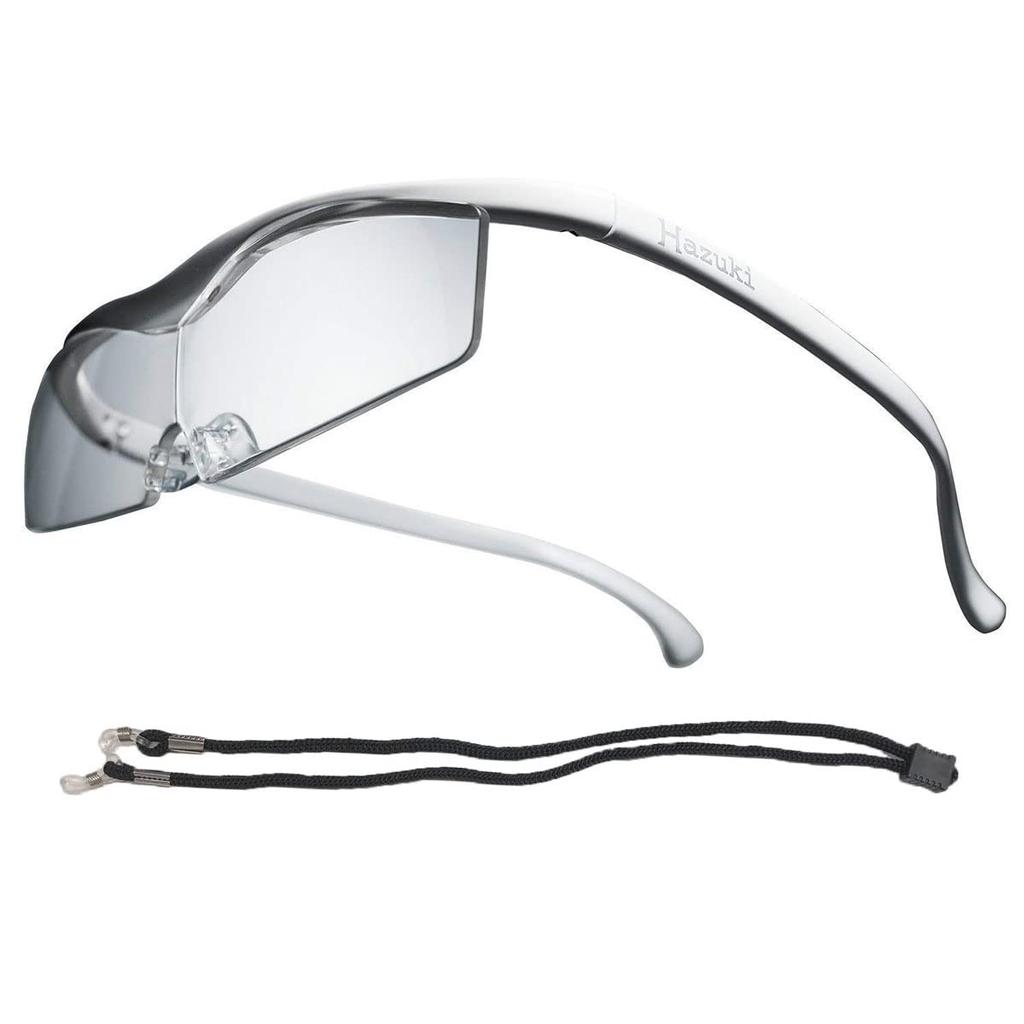 Hazuki Large Magnifying Clear Lens Colors with Neck Strap Birthday Gift Glass, 1.6x Magnification, (9 Available), (White),