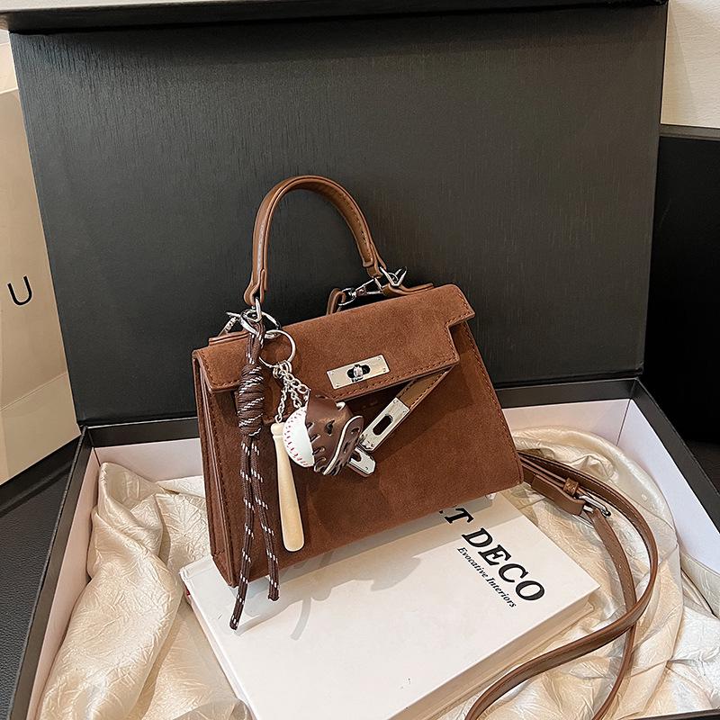 Mattes Wildleder Retro Kelly Tasche: Damen Modische Umhängetasche