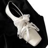 Fashion Elegant Lace Square Toe Women Pumps 2025 Spring Designer New Style Versatile High Heels Shoes Casual Ballet Style Pumps