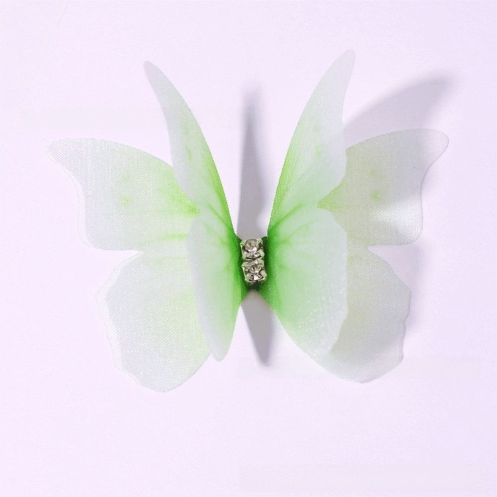 50Pcs 3D Organza Fabric Butterfly Appliques Double-layer Jelly Color Simulation Mesh Butterfly Patch Translucent