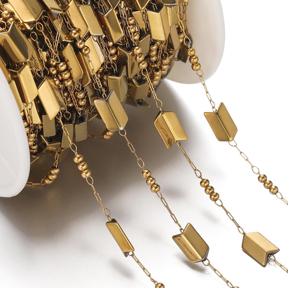 1 Meter Stainless Steel Arrow Shaped Chains Golden Handmade Chains for DIY Necklace Bracelet Jewelry Making Accessories