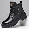 2025 Winter New Men's Fleece Martin Boots Fleece Warm Cotton Boots Men's Medium Help Tooling Leather Boots