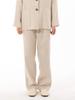 RAMU STUDIO Denzel Office Pintuck Wide Straight Natural Hemp Premium Linen Slacks Butter Beige Denzel02Bbg