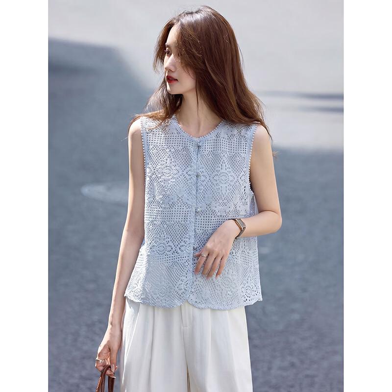 Embroidered Lace Hollow Out Vest Jacket