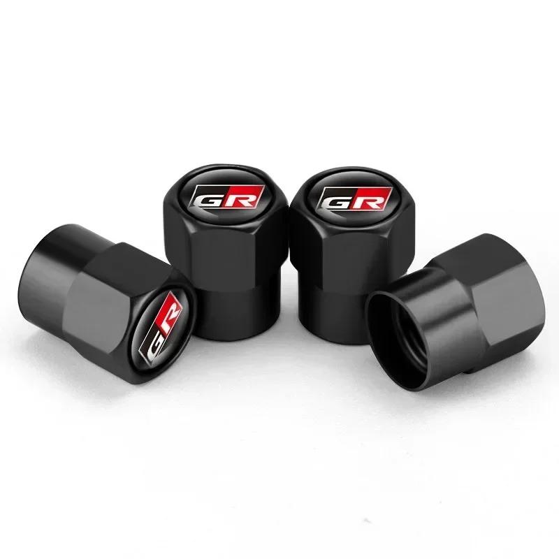 4Pcs Car Tire Valve Caps Metal Stem Air Cover Accessories For Toyota GR Sport Gazoo Rav4 Yaris Wheel 86 Corolla Hilux Racing CHR
