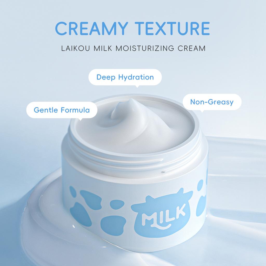 LAIKOU Milk Extract Moisturizer Facial Cream 25g Hydrating Nourish Brighten Smooth Skin Daily Care for All Skin Types Travelsize