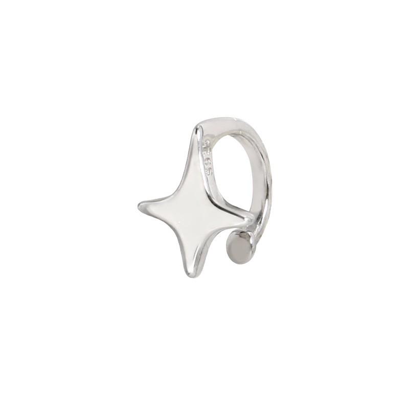 S925 Sterling Silver Four-Pointed Star Ear Cuff - No Piercing Women's Earrings, Simple Design, Summer Cartilage Clip