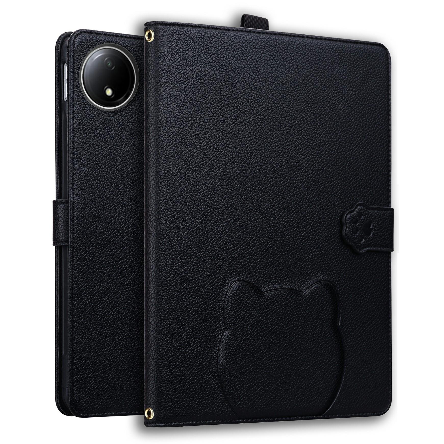 

For Xiaomi Redmi Pad SE 4G 8.7 inch Wallet Case Leather Stand Table Cover with Stylus Holder,3D Effect Cat Pattern Black