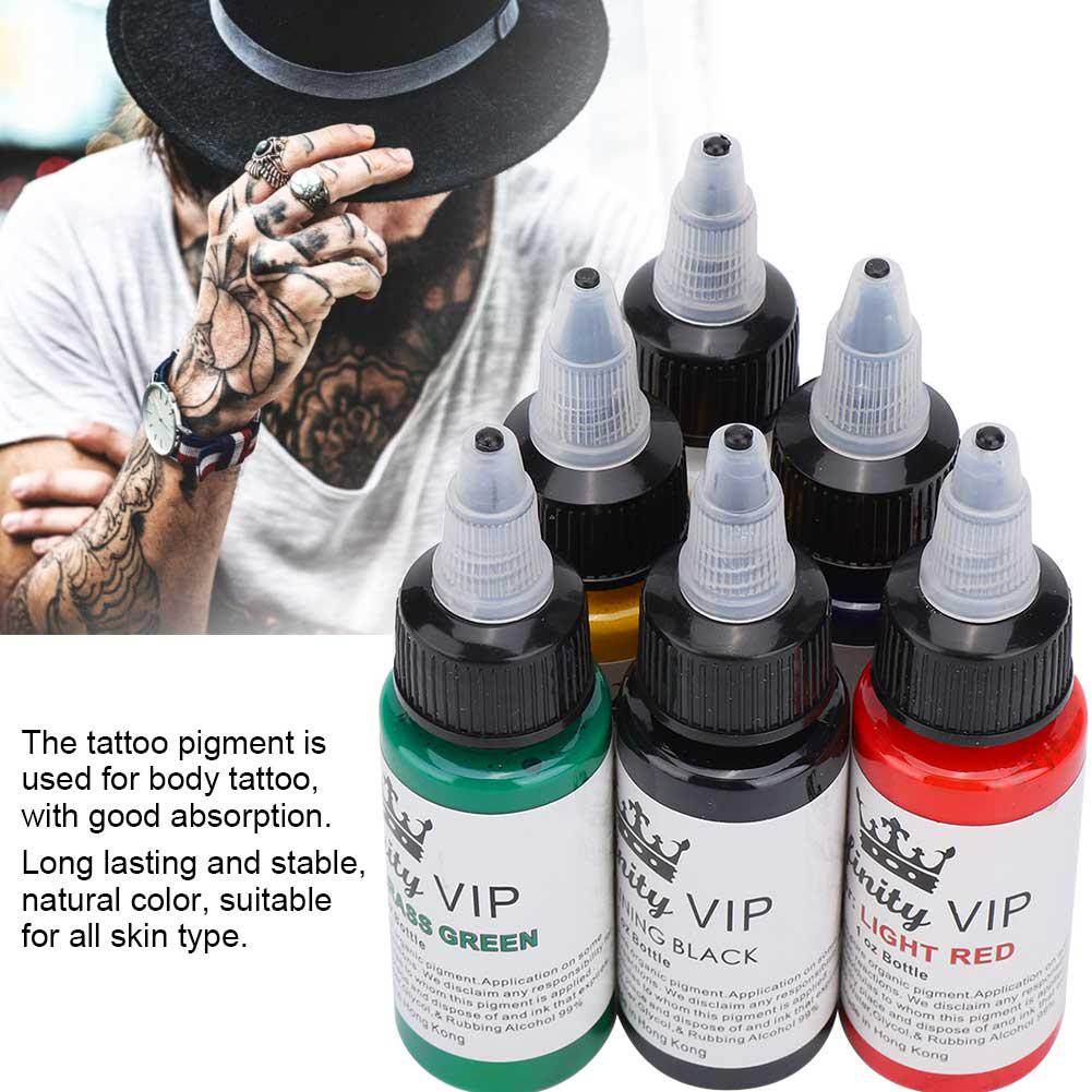 6Pcs Set Semi Permanent Tattoo Pigment Ink Long Lasting Tattoo Inks Accessory Tool