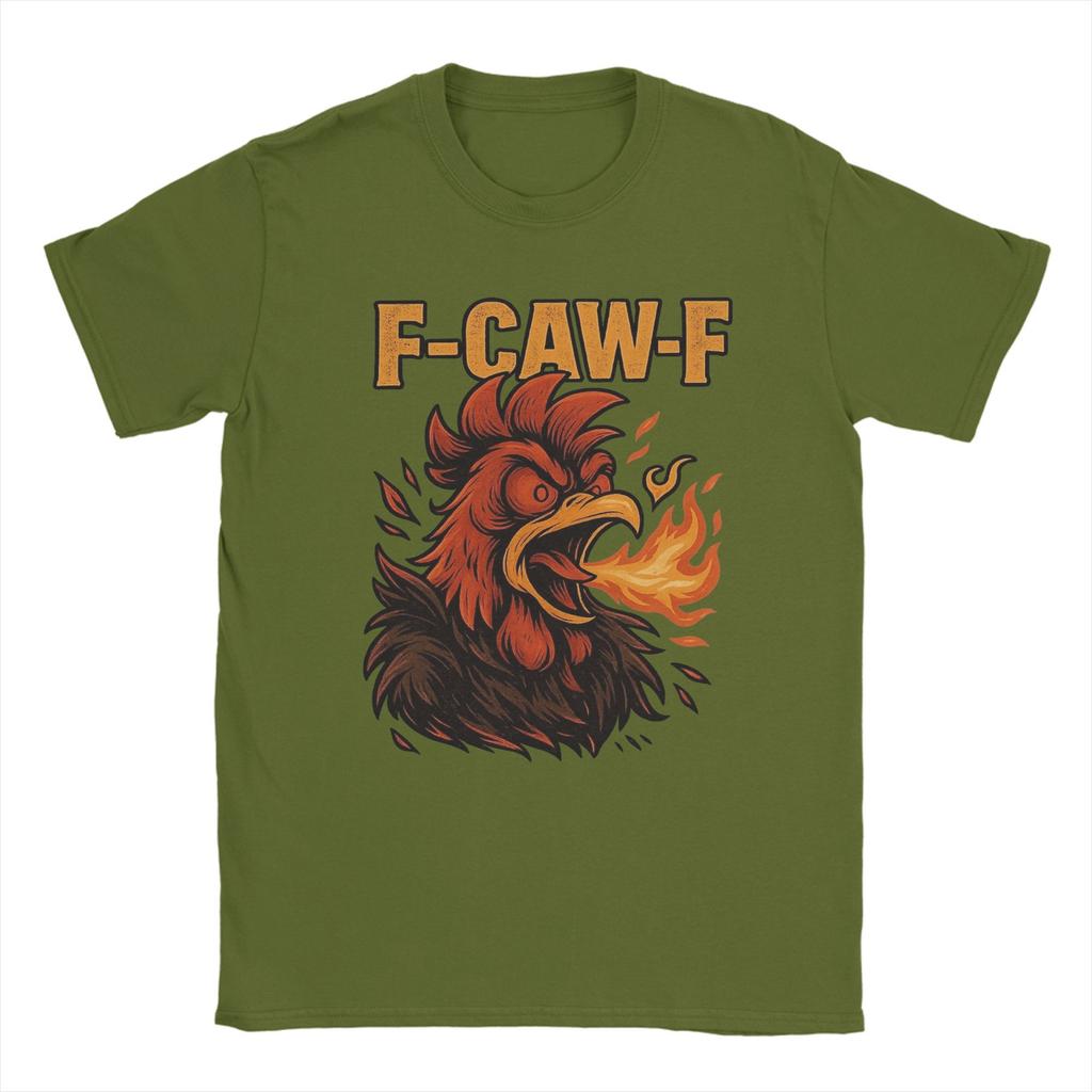 F-CAW-F Funny Rooster Meme  Hilarious Chicken Men's T Shirts Fashion Tees Short Sleeve O Neck T-Shirts 100 Cotton 6XL Clothes