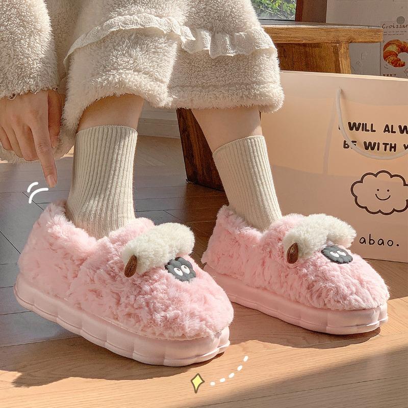 Cotton Slippers Women's Winter New Mao Mao Confinement Shoes Indoor Home All-inclusive Heel Cotton Shoes Men's Winter