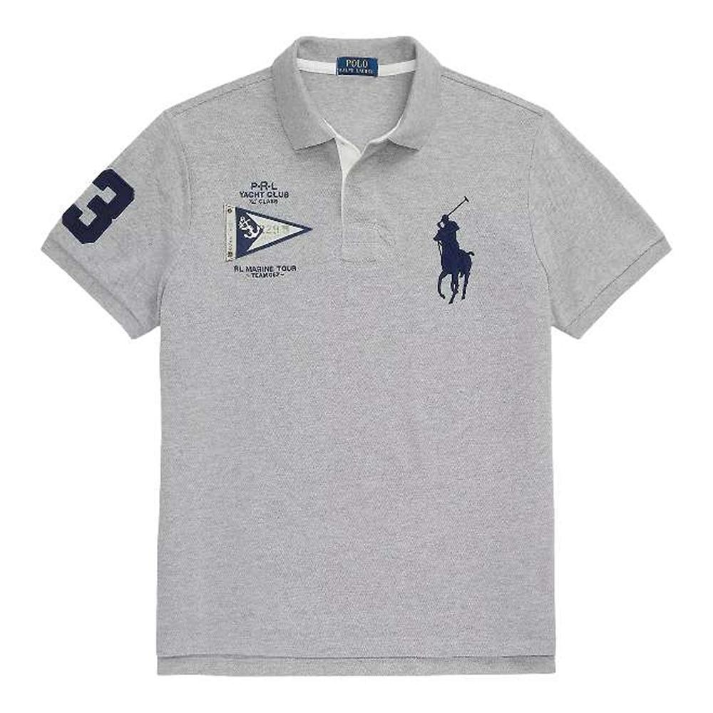 Polo Ralph Lauren SS23 Brand Logo Embroidered Straight-Cut Short Sleeve Polo Shirt Men Tops Gray MNPOKNI1N822430-020
