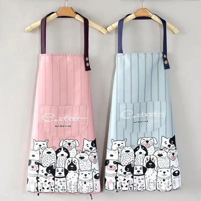 Cute Cartoon Prints Kitchen Apron Waterproof Wear-resistant Work Apron Household Oil-proof Antifouling Barista Apron