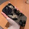 Vintage Schwarz Gold Floral Muster Vertikaler Streifen Handyhülle Stoßfeste Schutzhülle für iPhone