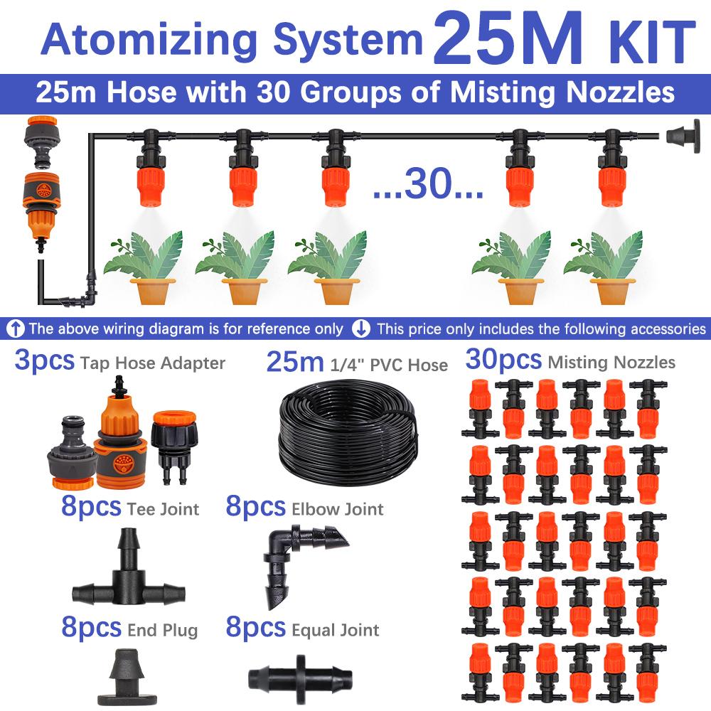 30-5M 60W Self-priming Pump with Timer Misting Cooling System Adjustable 0-25L/H Atomization Sprayer Garden Irrigation Watering