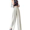 Khaki High-Waisted Cropped Wide-Leg Jeans for Women - Summer 2026 Thin Style, Petite Fit, Leg-Covering Straight Pants.