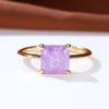 Delicate Purple Yellow Ice Flower Stone Square Rings For Women Silver Gold Color White Zircon Thin Wedding Bands Party Jewelry