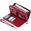 Women Long Zipper Oil Wax Wallet Big Capacity Hasp Zipper Purse Ladies Long Wristlet Clutch Coin Card Holders Portomonee
