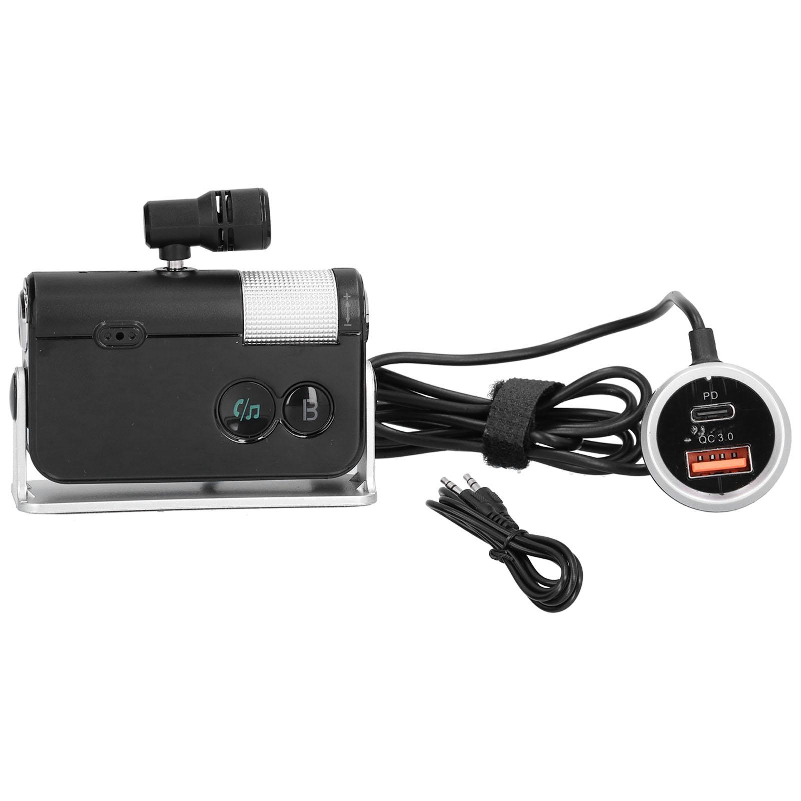 Автомобильное Bluetooth-зарядное устройство QC3.0 PD18W USB TypeC с микрофоном, многофункциональное black