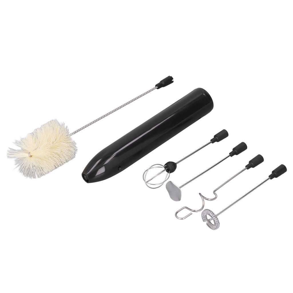 Electric Milk Frother Mini Mixer Handheld Foam Maker with 4 Whisking Heads Brush for Matcha Hot
