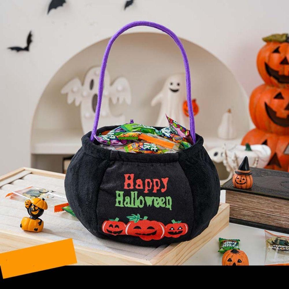 Gifts Pouch Halloween Candy Bag Cloth Stuffed Cotton Tote Bags Funny Pumpkin Candy Bucket  Gift