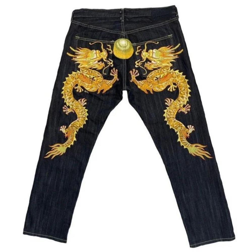 RogueWave Street Fashion Jeans Harajuku Y2K New Hip Hop Straight Leg Pants