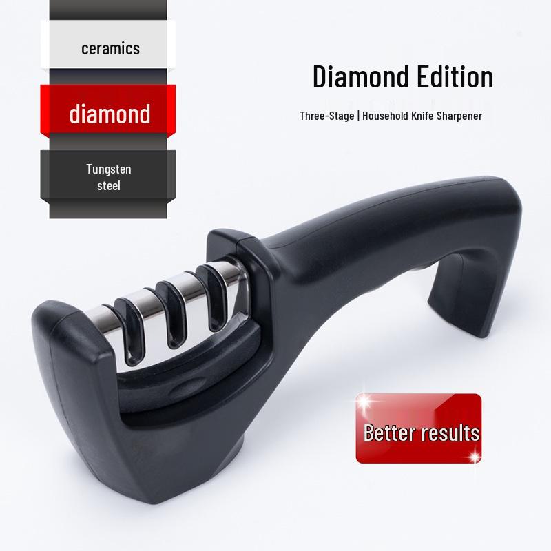 Detachable Non-slip Handheld 3-Stage Knife and Scissor Sharpening Rod with Fixed Angle