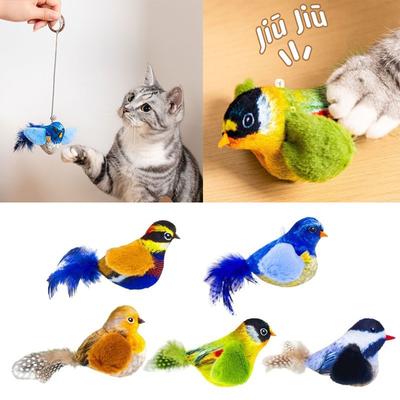 Simulation Bird Interactive Cat Toy Plush Sound Hanging Cat Toy Feather Bird Cat Chew Bite Plush Toys Cat Supplies