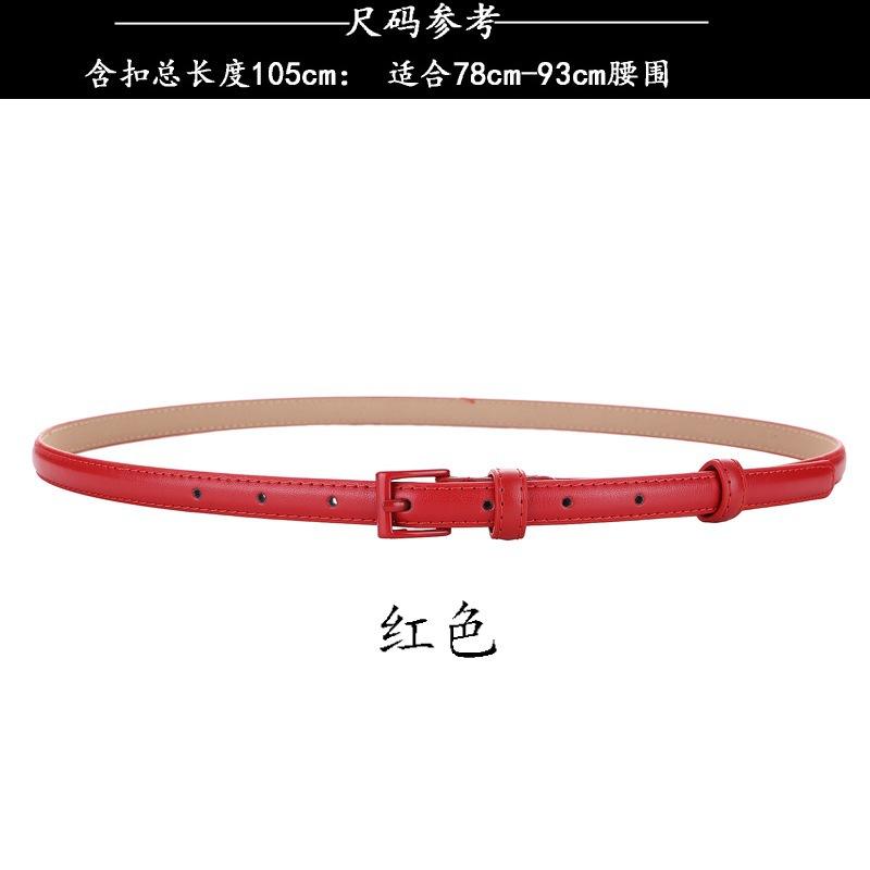 Women S Leather Belt Simple Thin Belt Decorative Dress Thin Belt красный