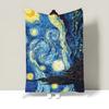 Oil Painting Nap Blanket, Soft Warmth Double-Sided Flannel, Digital Print Shrink-Resistant Machine Washable Office Travel Throw Blanket