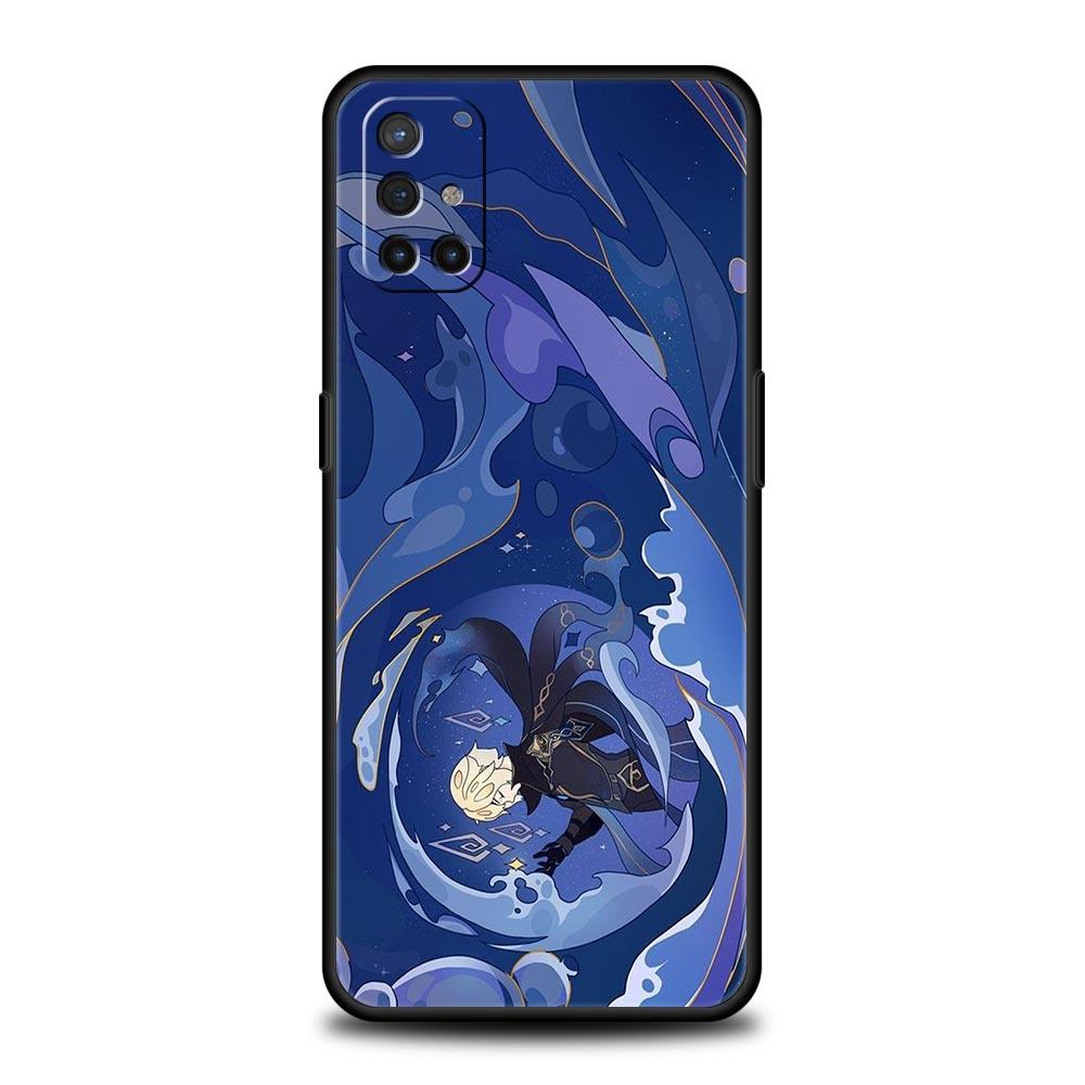 Genshin Impact Cartoon Logo Phone Case For OnePlus 10 9 Pro 9T 10R 9R 9RT 8T 8 7 6T 7T Nord 2T CE 2 5G N200 N10 N100 Black Cover