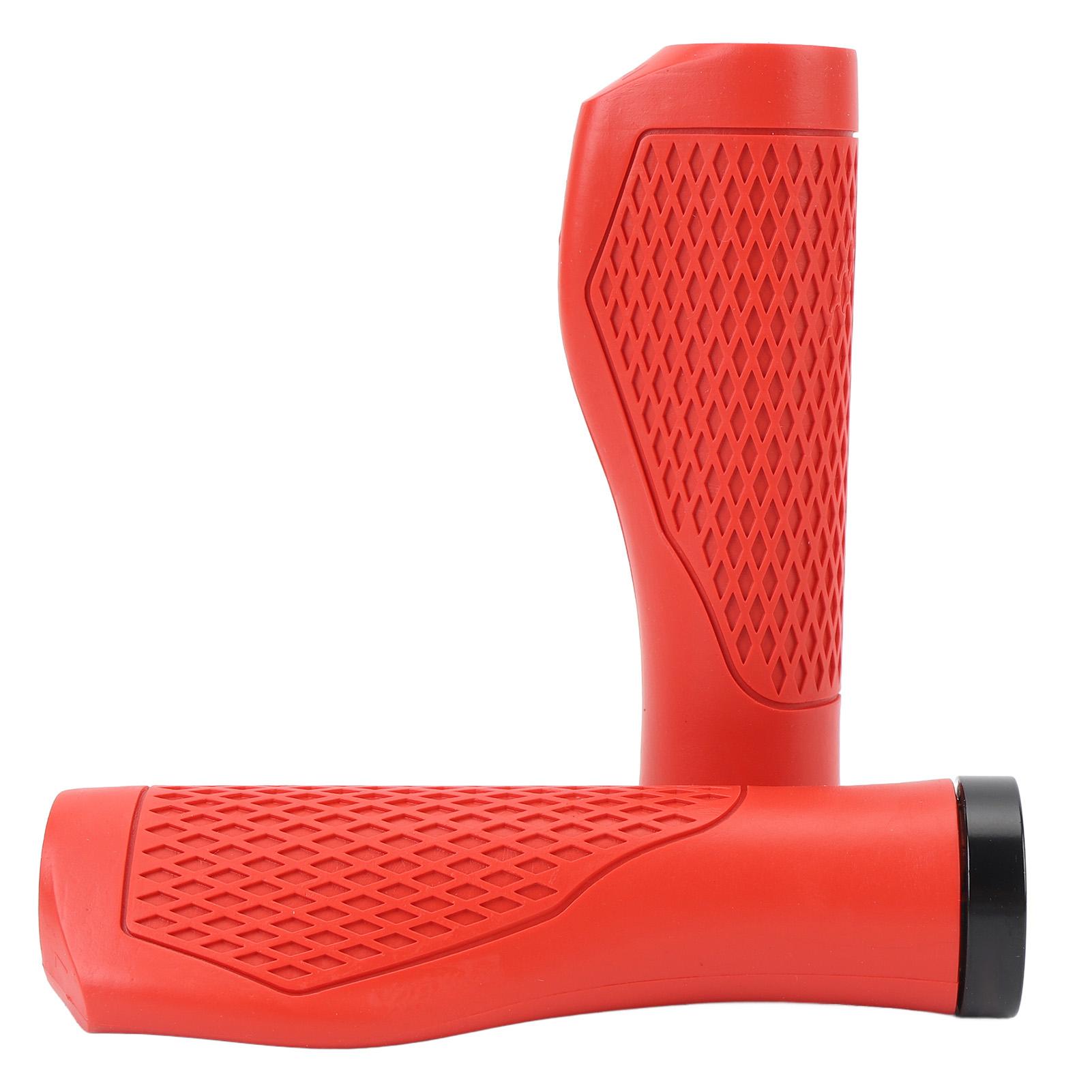 

Pair of Cycling Handlebar Grips Rubber Anti Slip Shock Absorbing Ergonomic Cycle Locking Handle Grips Red красный